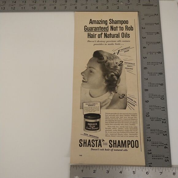 1950 Smiling Woman Shasta Beauty Cream Shampoo - Original Retro Vtg PRINT AD - Picture 2 of 7